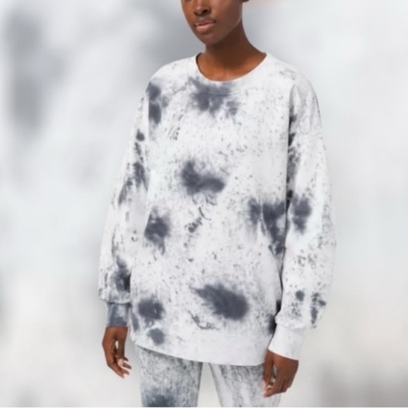LULULEMON PERFECTLY OVERSIZED CREW *TIE DYE IN MARBLE DYE CLASSIC NAVY SZ M - Picture 3 of 7